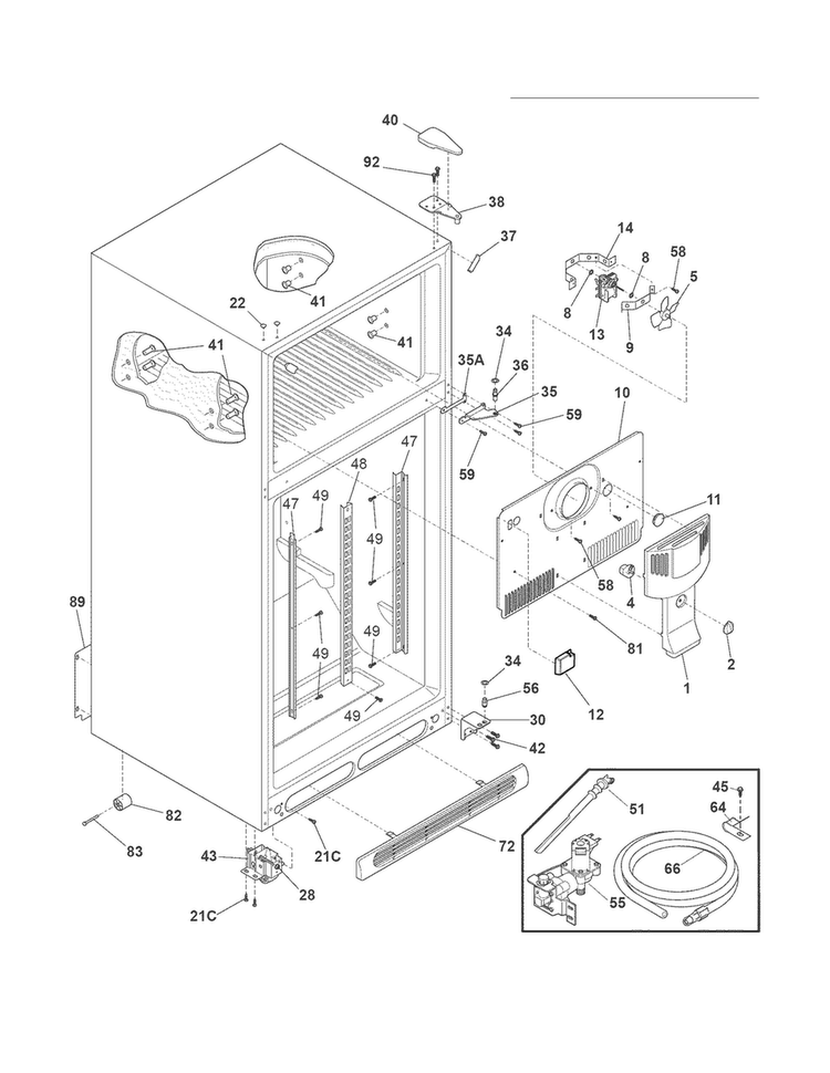 Cabinet Diagram and Parts List for LFHT2117LB3  Frigidaire Refrigerator