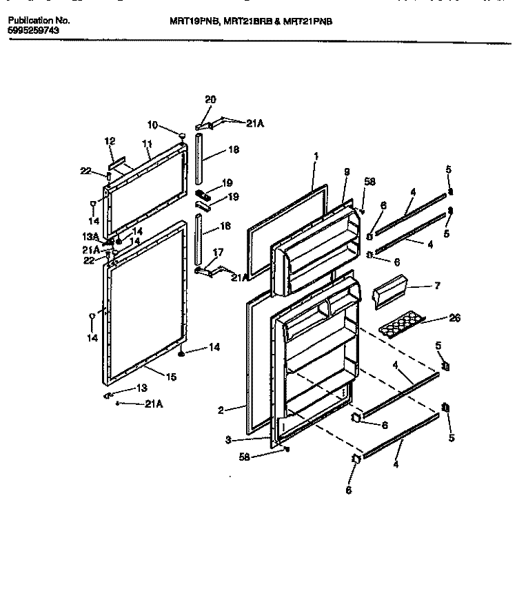 DOOR Diagram and Parts List for MRT19PNBD2  Uni Refrigerator