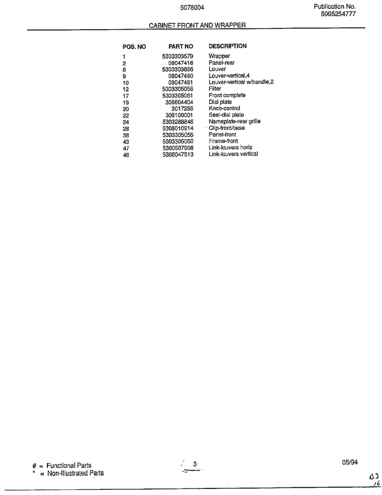 Cabinet Front And Wrapper Page 2 Diagram and Parts List for 5078004B  Frigidaire Air Conditioner