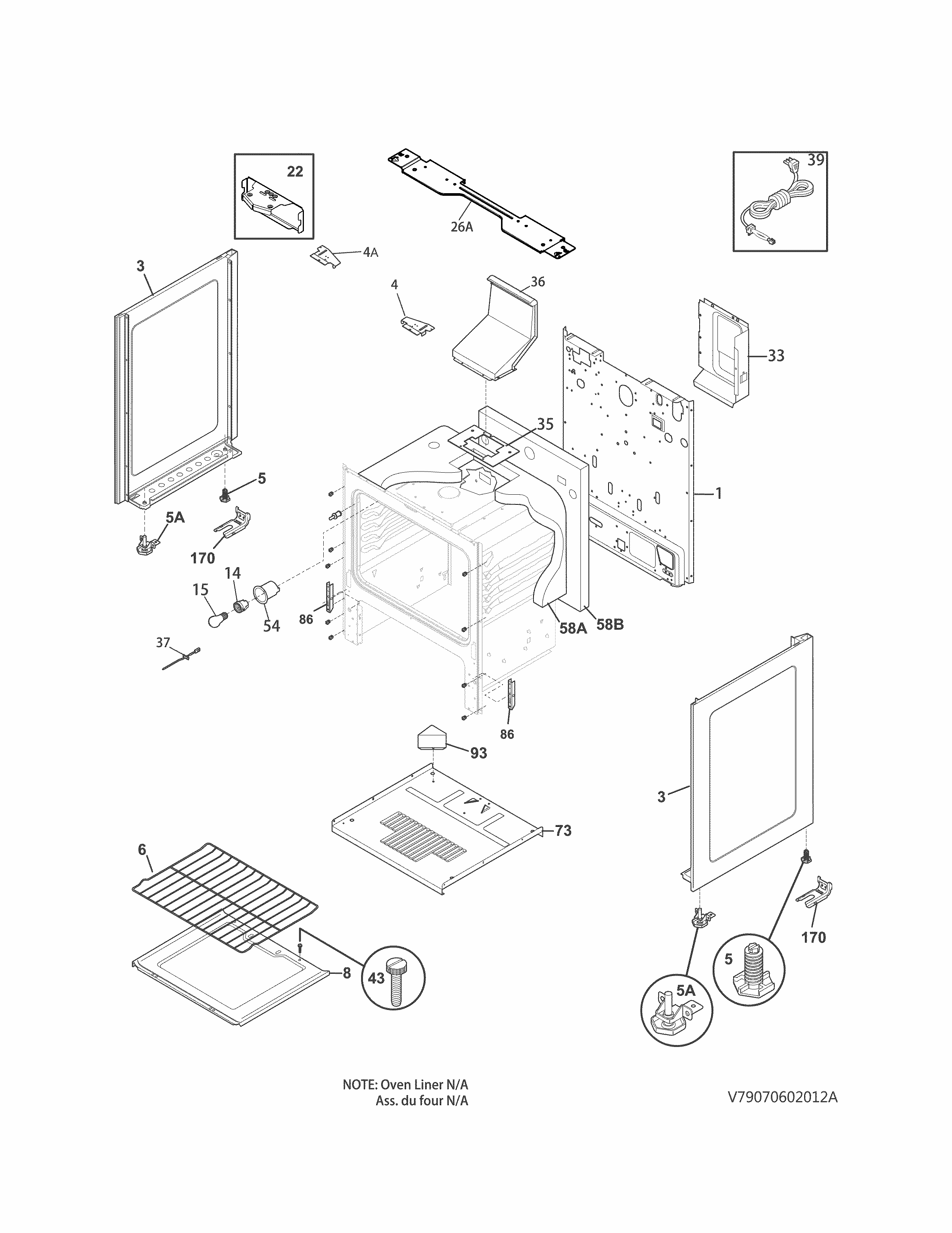 Body Diagram and Parts List for 79073433312  Kenmore Range