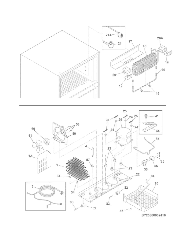System Diagram and Parts List for FFHI1831QP0  Frigidaire Refrigerator