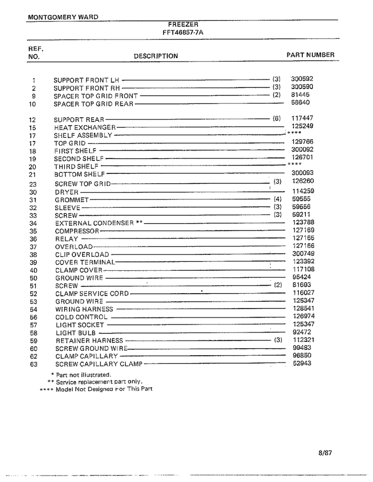 Freezer Page 6 Diagram and Parts List for 46857-7A  Frigidaire Freezer