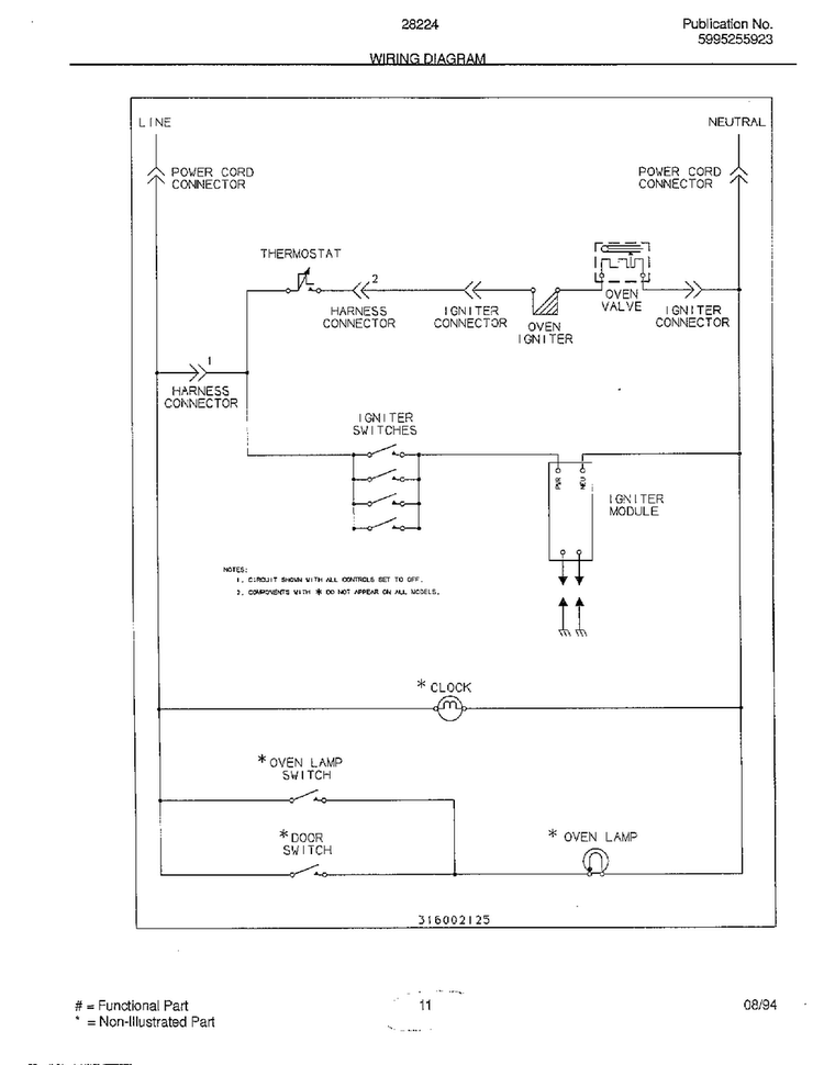 Wiring Diagram Diagram and Parts List for 282240A  Frigidaire Range