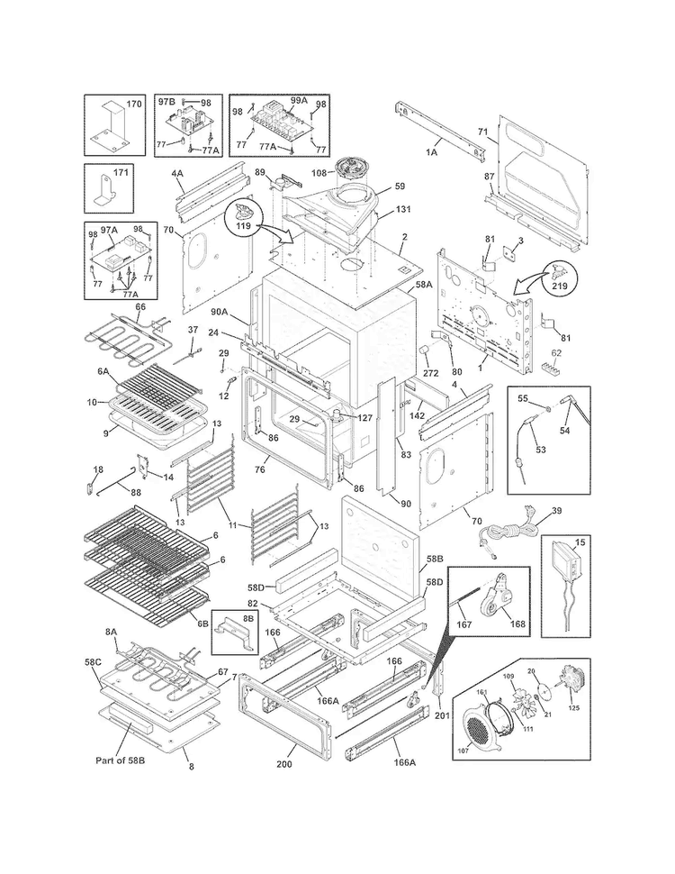 Body Diagram and Parts List for EW30ES6CGS8  Electrolux Range
