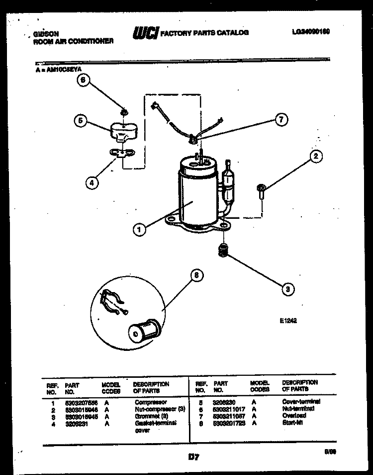 COMPRESSOR PARTS Diagram and Parts List for AM10C5EYA  Gibson Air Conditioner