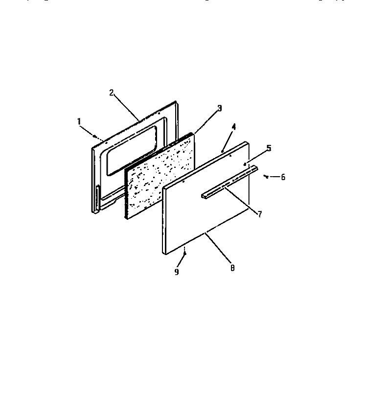 OVEN DOOR Diagram and Parts List for R24CL1  Frigidaire Range