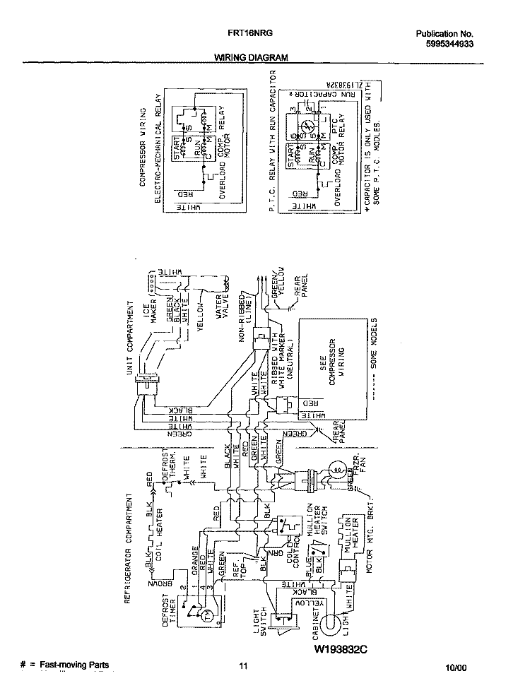 WIRING DIAGRAM Diagram and Parts List for FRT16NRGD8  Frigidaire Refrigerator