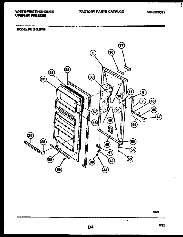 DOOR PARTS Diagram and Parts List for FU169LRW6  Frigidaire Freezer