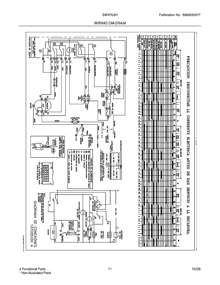 WIRING DIAGRAM Diagram and Parts List for SWX703HS1  Westinghouse Washer