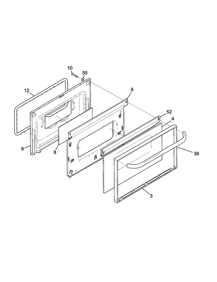 Lower Door Diagram and Parts List for TGO336BGD2  Tappan Range