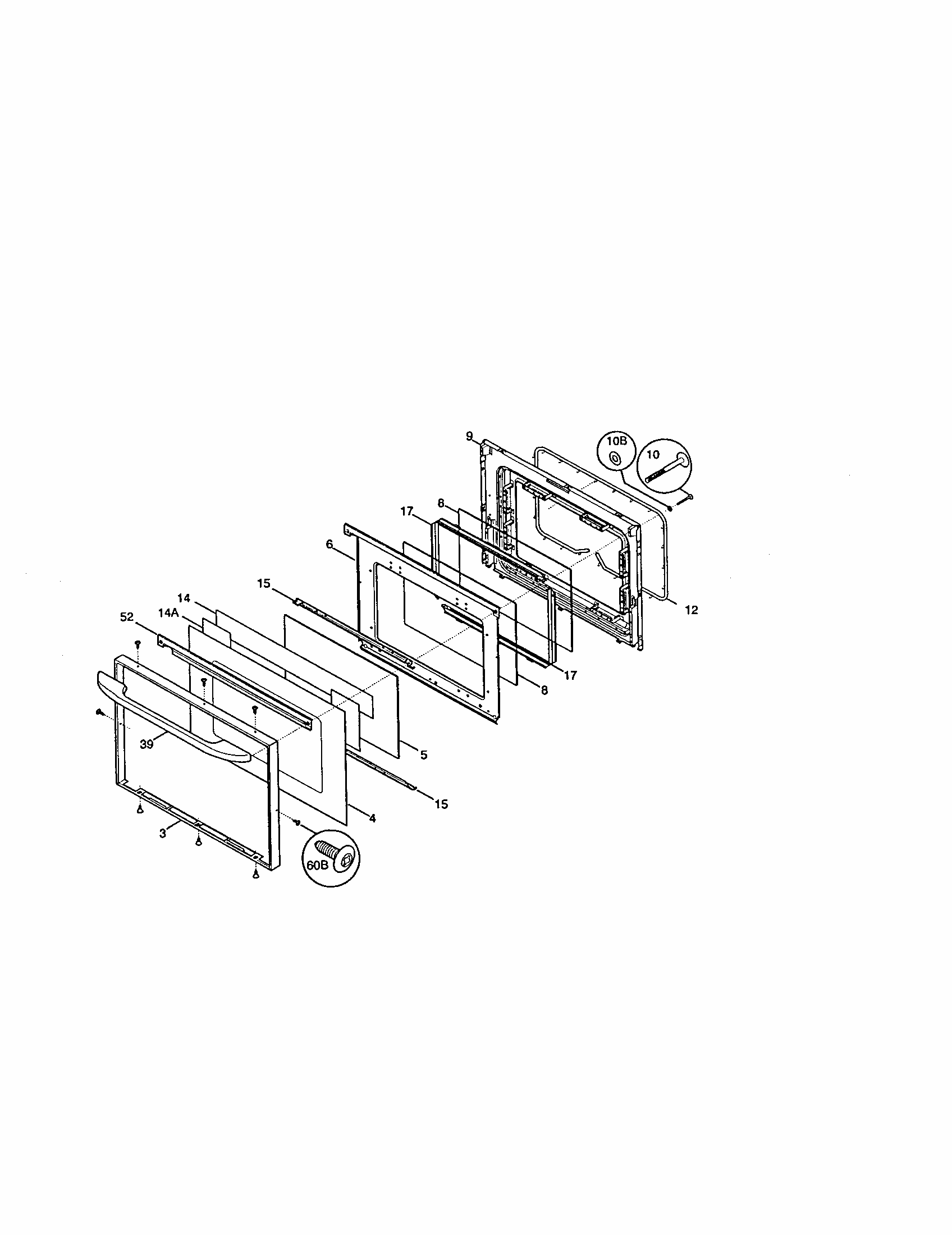 Door Diagram and Parts List for 79073771100  Kenmore Range