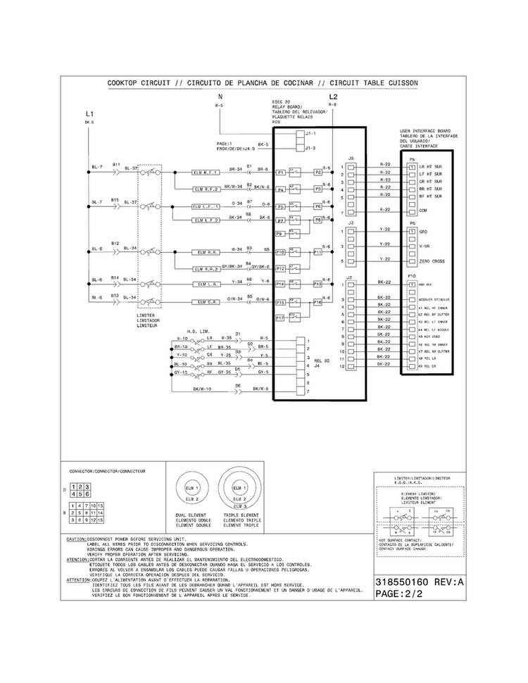 Wiring Diagram Diagram and Parts List for EI30ES5CJSC  Electrolux Range