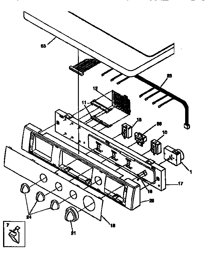 Controls/top Panel Diagram and Parts List for FSG747GC  Frigidaire Dryer