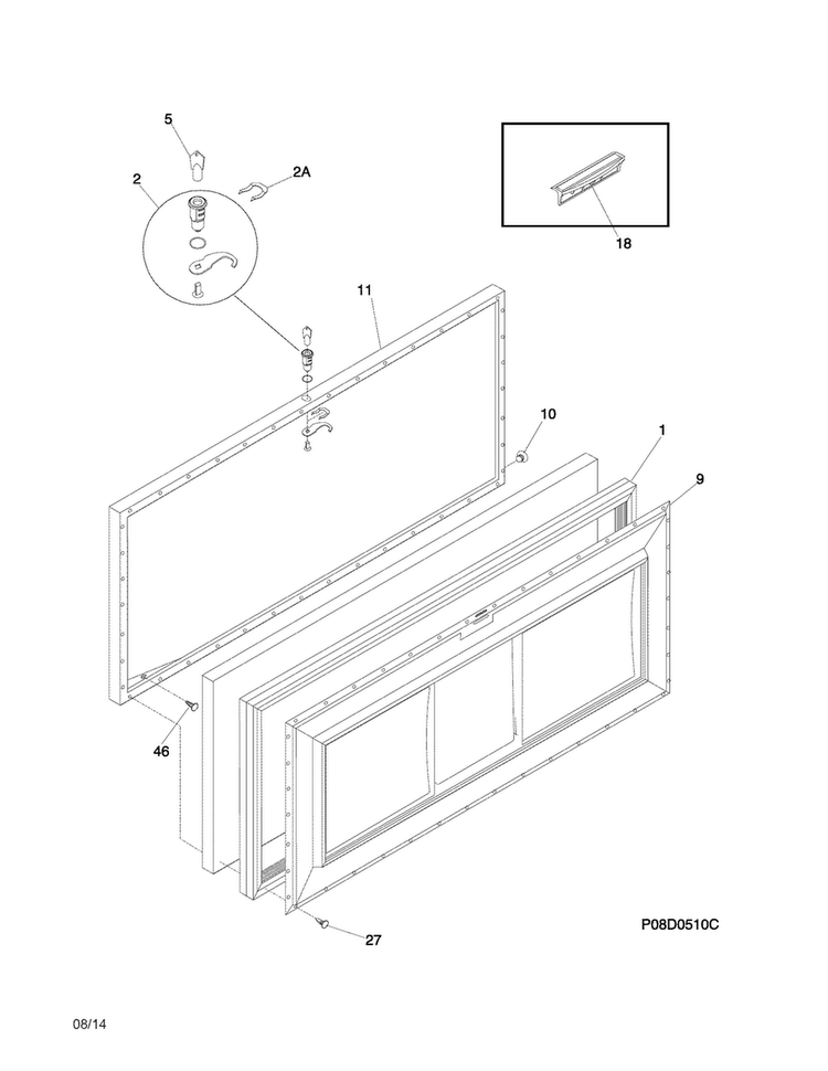 Door Diagram and Parts List for FFCH15M1NW4  Frigidaire Freezer