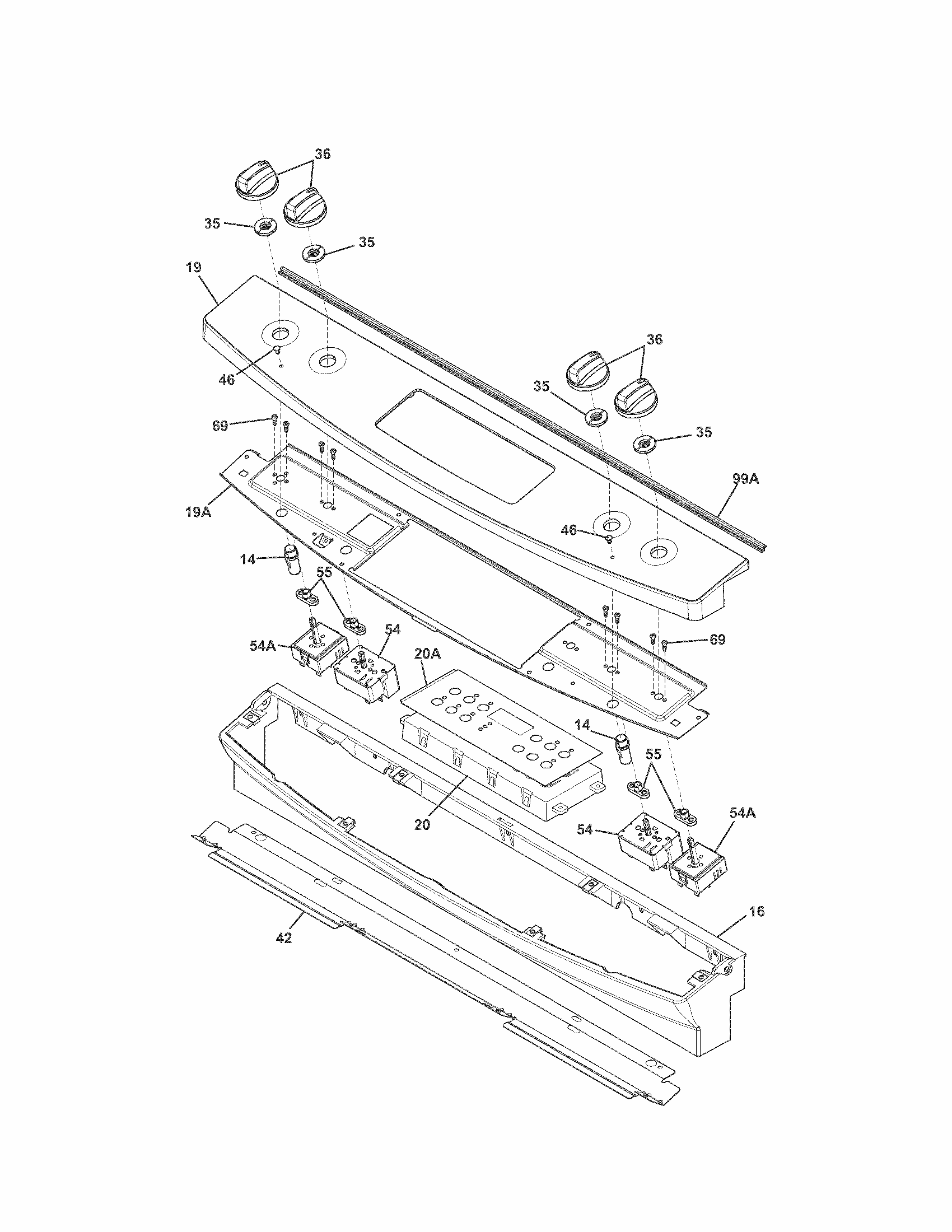 Backguard Diagram and Parts List for 79042513310  Kenmore Range