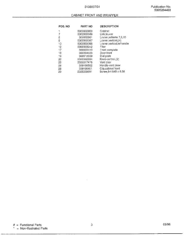 Cabinet Front And Wrapper Page 2 Diagram and Parts List for 5138007G1  Frigidaire Air Conditioner