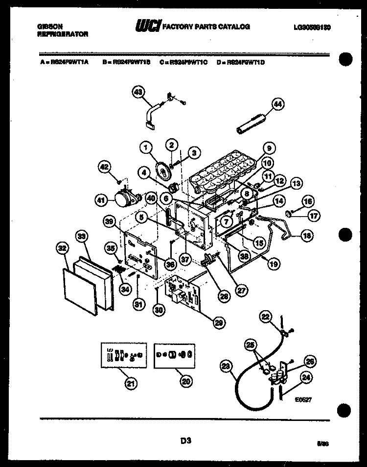 ICE MAKER PARTS Diagram and Parts List for RS24F9WT1A  Gibson Refrigerator