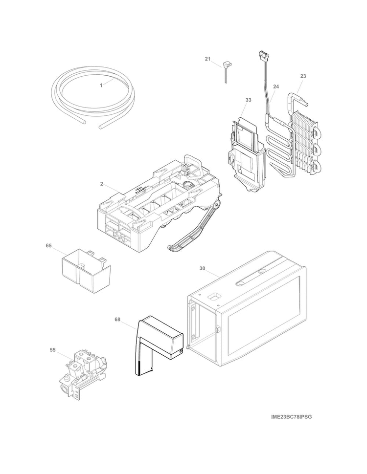 Ice Maker Diagram and Parts List for E23BC78IPSKA  Electrolux Refrigerator
