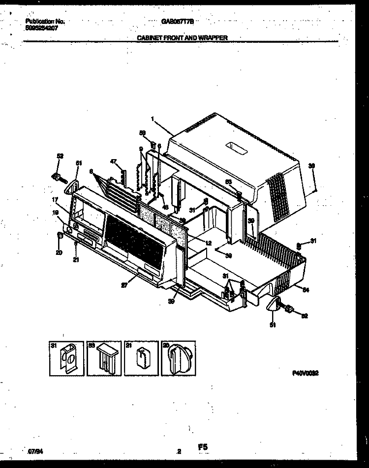 CABINET FRONT AND WRAPPER Diagram and Parts List for GAB067T7B1  Gibson Air Conditioner