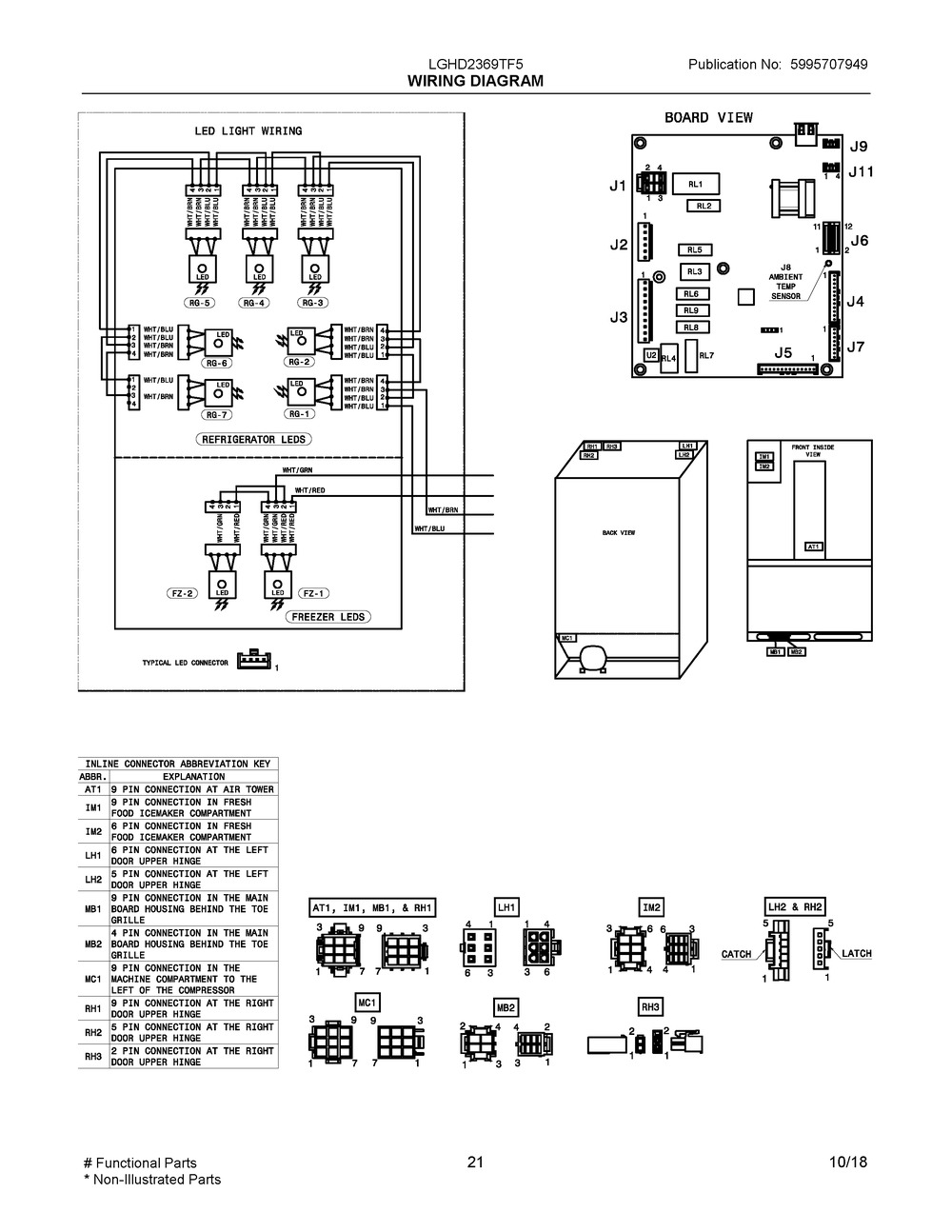 Wiring Diagram Diagram and Parts List for LGHD2369TF5  Frigidaire Refrigerator