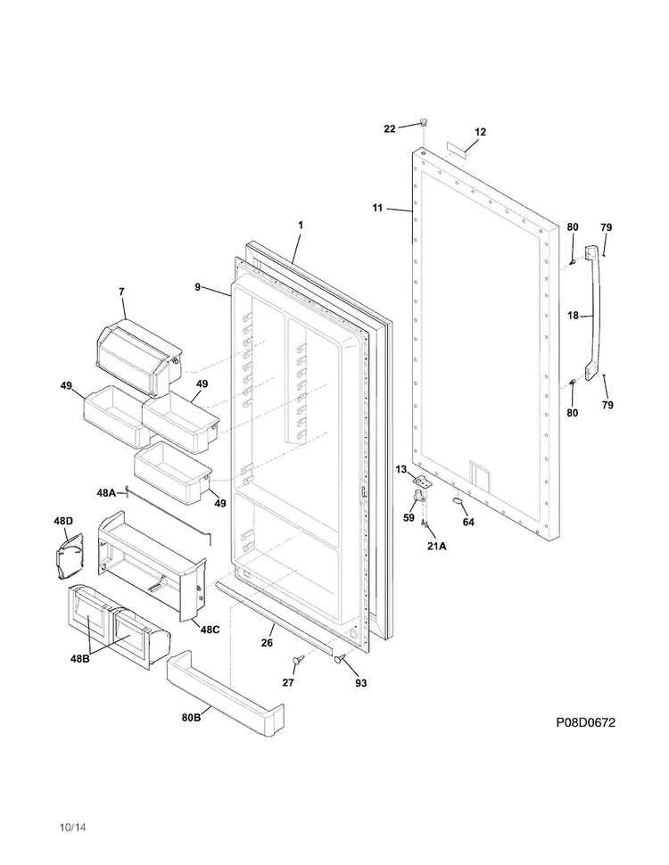 Door Diagram and Parts List for EI32AR80QSA  Electrolux Refrigerator