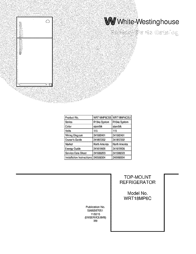 COVER Diagram and Parts List for WRT18MP6CSU  Crosley Refrigerator