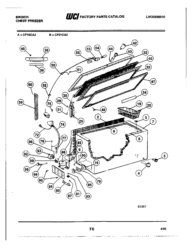 DOOR / CABINET / SYSTEM Diagram and Parts List for CF16CA2  Frigidaire Freezer