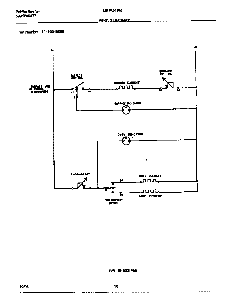 WIRING DIAGRAM Diagram and Parts List for MEF301PBDH  Frigidaire Range