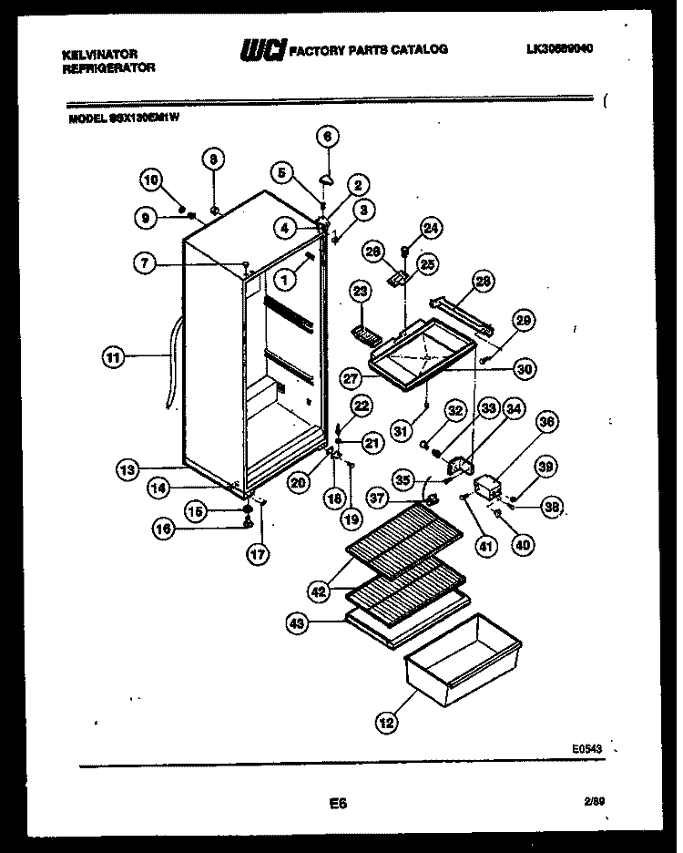 CABINET PARTS Diagram and Parts List for TAK160EN0F  Kelvinator Refrigerator