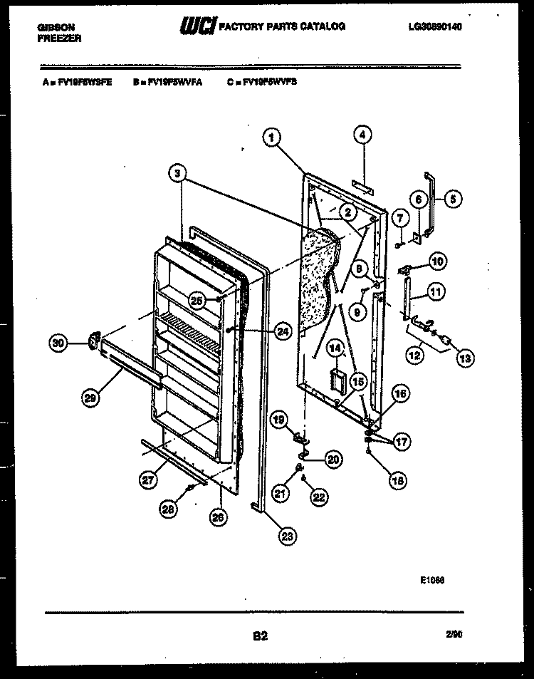 DOOR PARTS Diagram and Parts List for FV19F5WVFB  Gibson Freezer