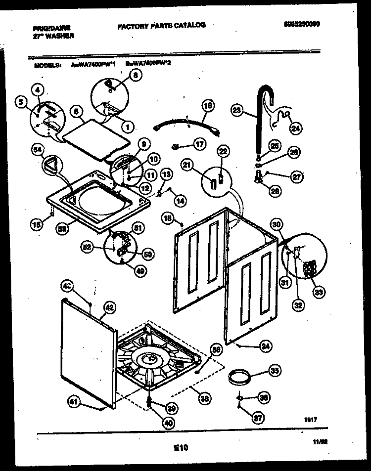 CABINET PARTS Diagram and Parts List for WA7400PW1  Frigidaire Washer