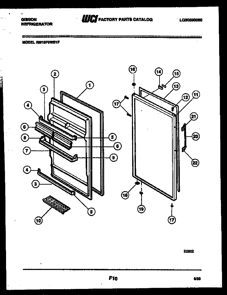 DOOR PARTS Diagram and Parts List for RM18F6WS1F  Gibson Refrigerator