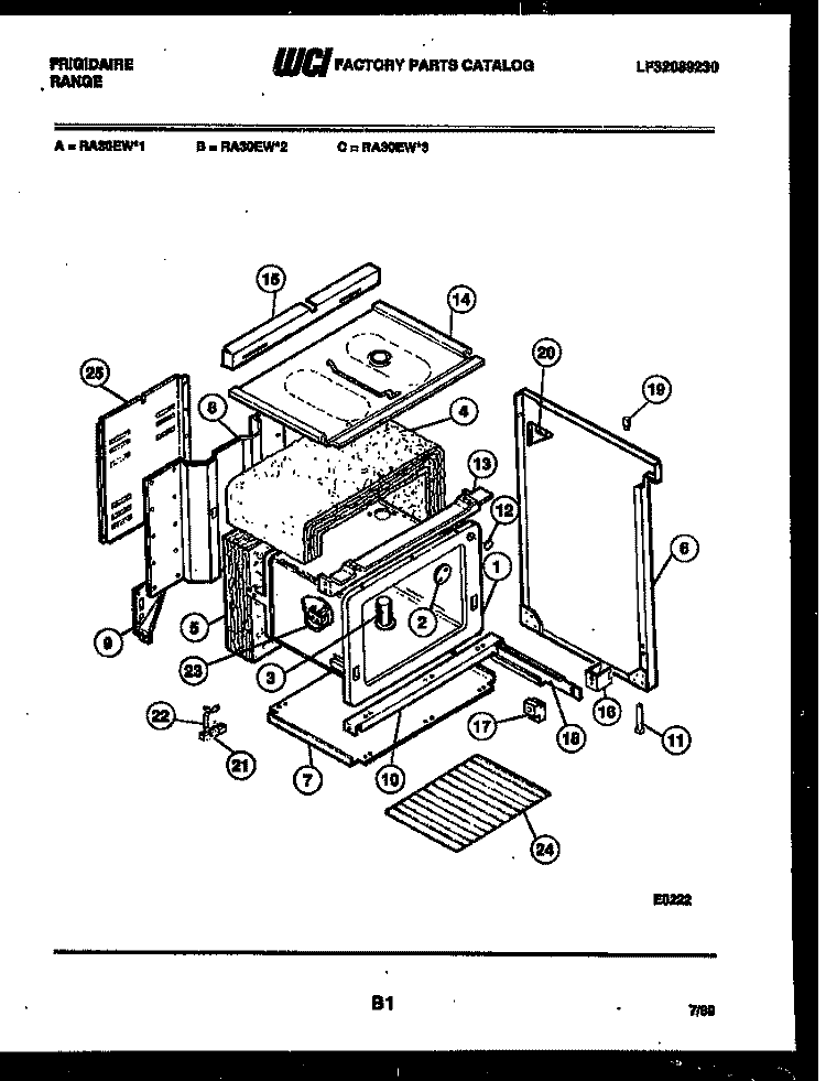 BODY PARTS Diagram and Parts List for RA30EH1  Frigidaire Range