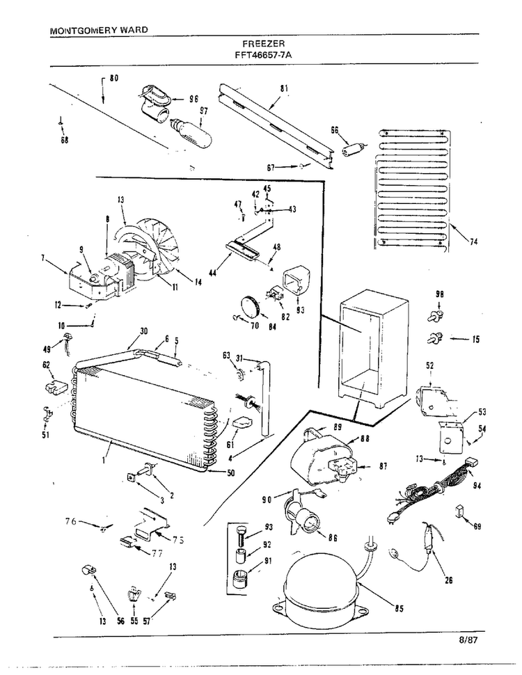 Freezer Page 4 Diagram and Parts List for 46657A-7  Frigidaire Freezer