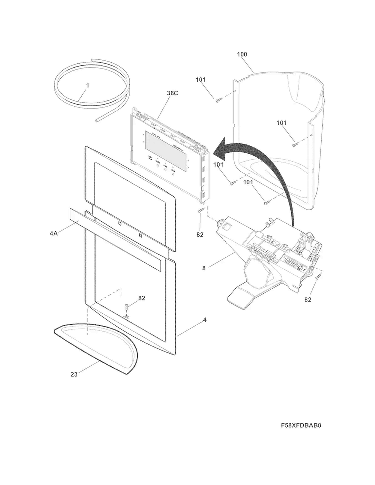 Ice & Water Dispenser Diagram and Parts List for DGUS2645LF4  Frigidaire Refrigerator