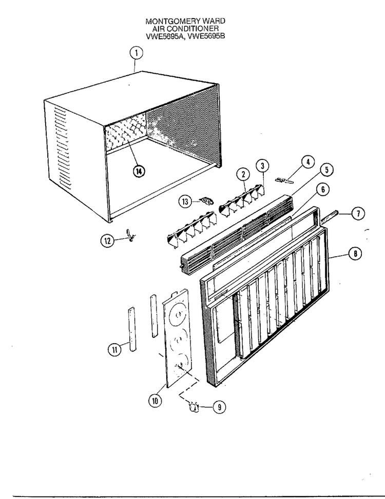 Room Air Conditioner Diagram and Parts List for 5695A  Frigidaire Air Conditioner