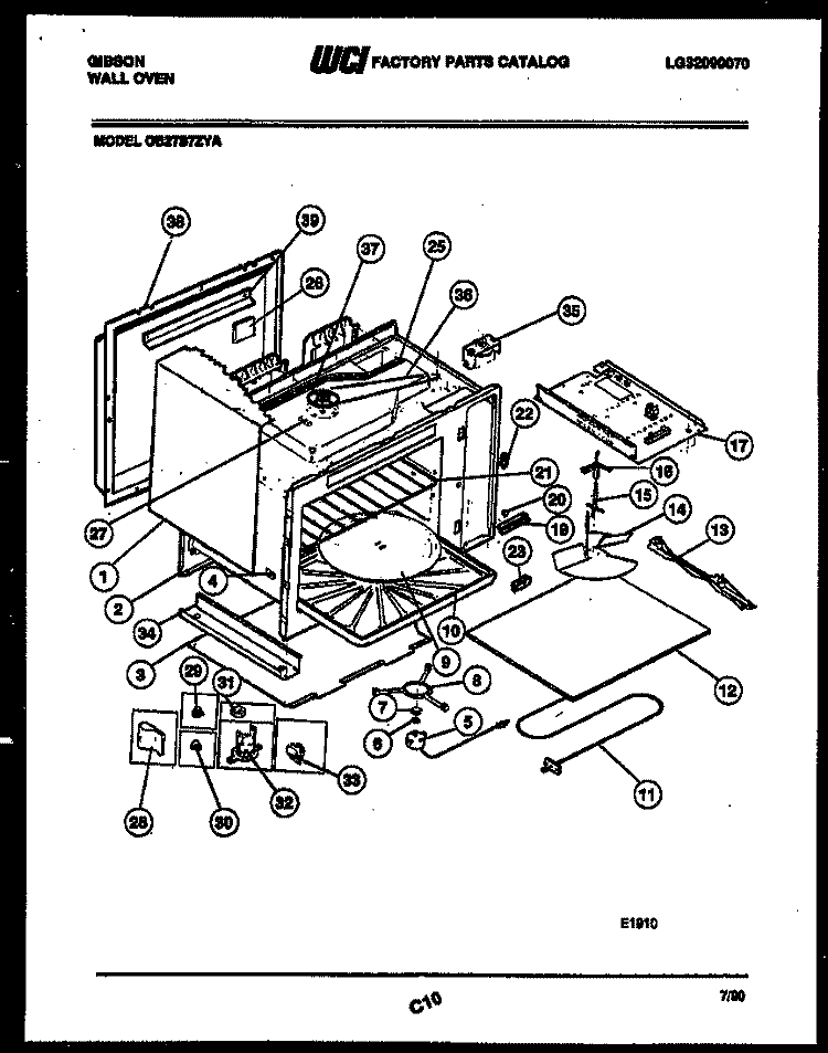 OVEN BODY PARTS Diagram and Parts List for OB27S7ZYA  Gibson Microwave Oven Combo