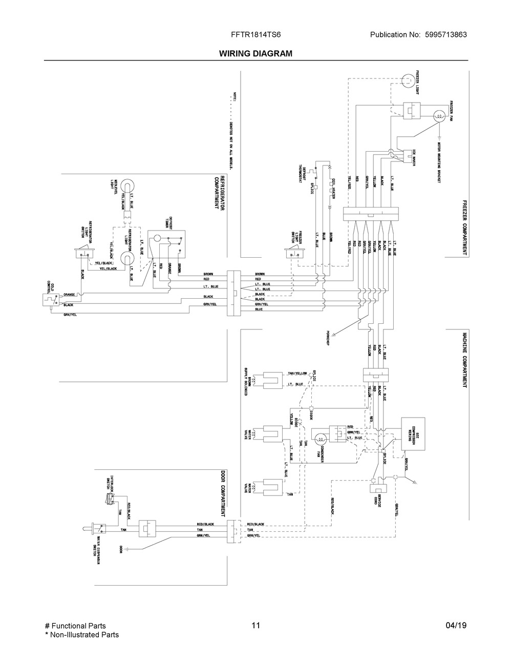 Wiring Diagram Diagram and Parts List for FFTR1814TS6  Frigidaire Refrigerator