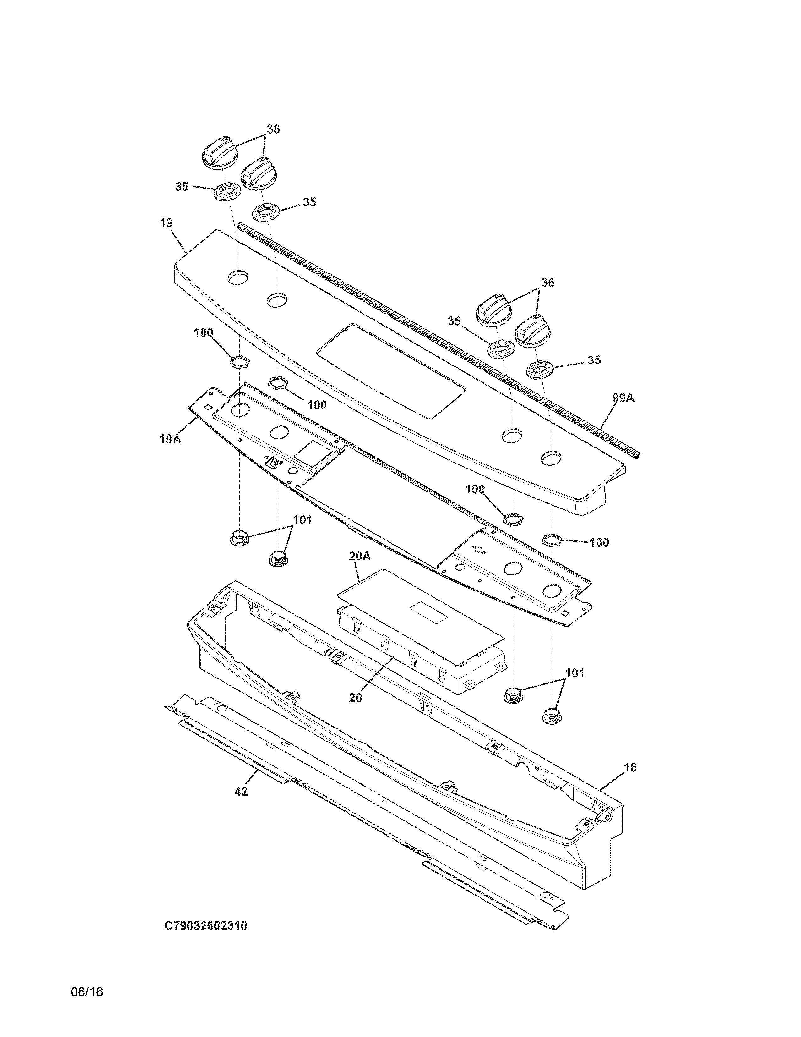 Backguard Diagram and Parts List for 79032602315  Kenmore Range