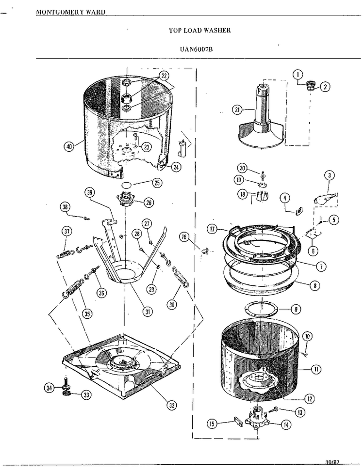 Washer Page 4 Diagram and Parts List for 6007B  Frigidaire Washer