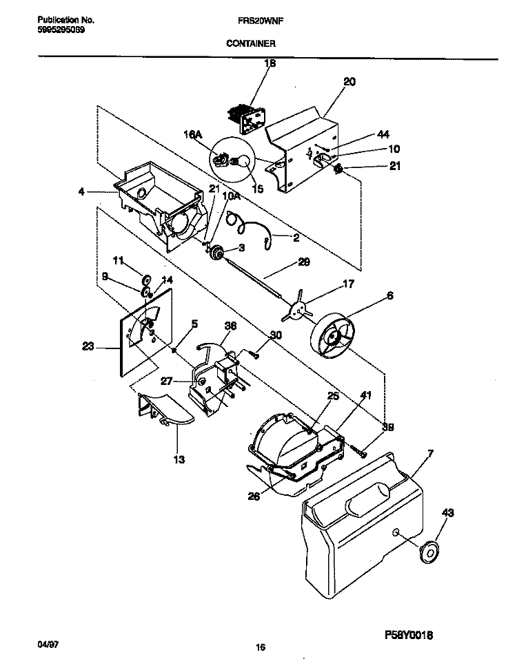 CONTAINER Diagram and Parts List for FRS20WNFD0  Frigidaire Refrigerator