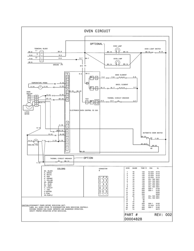 Wiring Diagram Diagram and Parts List for FFES3015PSE  Frigidaire Range