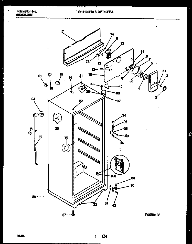 CABINET PARTS Diagram and Parts List for GRT19DRAD0  Gibson Refrigerator