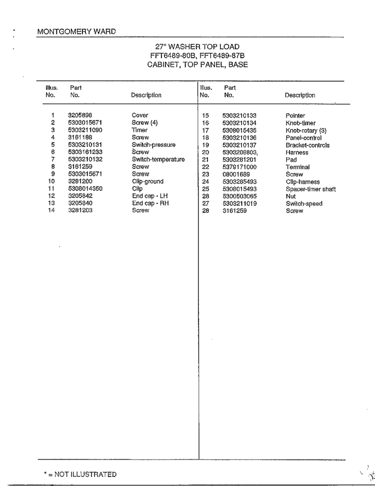 Cabinet/top Panel/base  Page 2 Diagram and Parts List for 6489-80B  Frigidaire Washer
