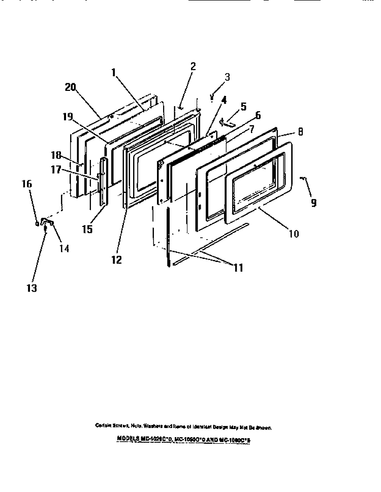 DOOR PANELS Diagram and Parts List for MC640C0  Frigidaire Microwave