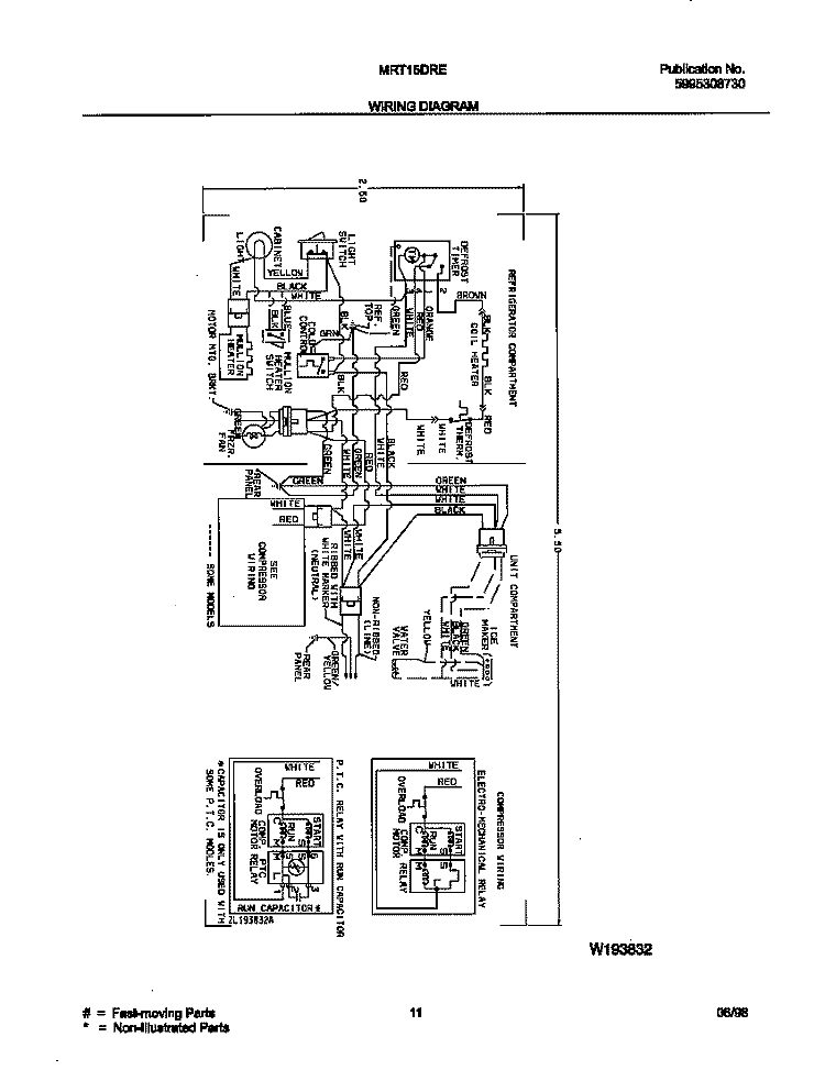 WIRING DIAGRAM Diagram and Parts List for MRT15DRED4  Frigidaire Refrigerator