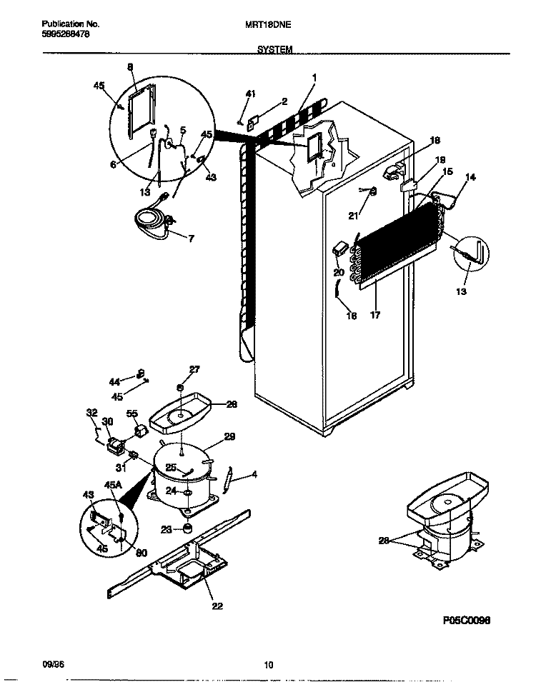 SYSTEM Diagram and Parts List for MRT18DNED1  Frigidaire Refrigerator