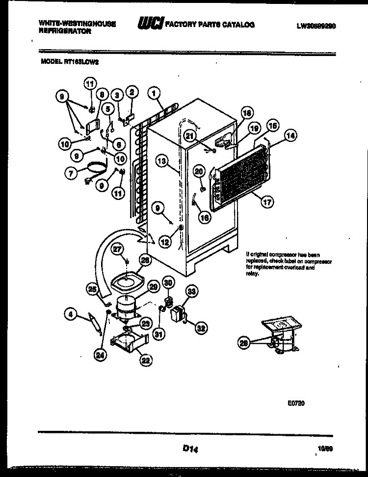 SYSTEM AND AUTOMATIC DEFROST PARTS Diagram and Parts List for RT163LCF2  Frigidaire Refrigerator
