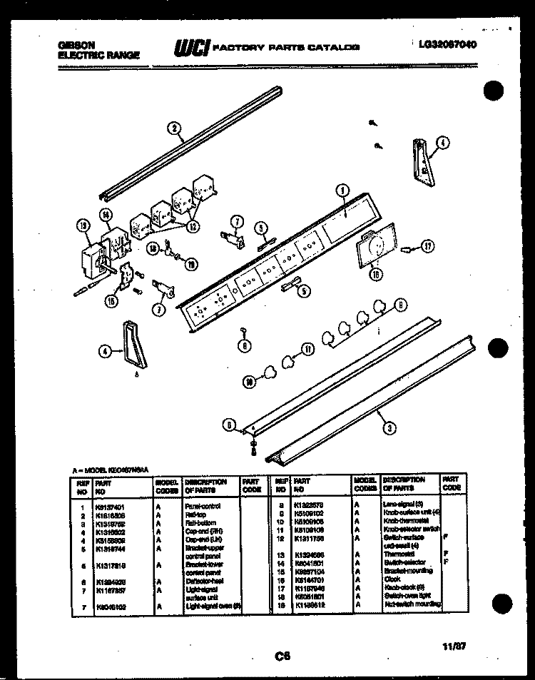 BACKGUARD Diagram and Parts List for KEC457NSAA  Gibson Range