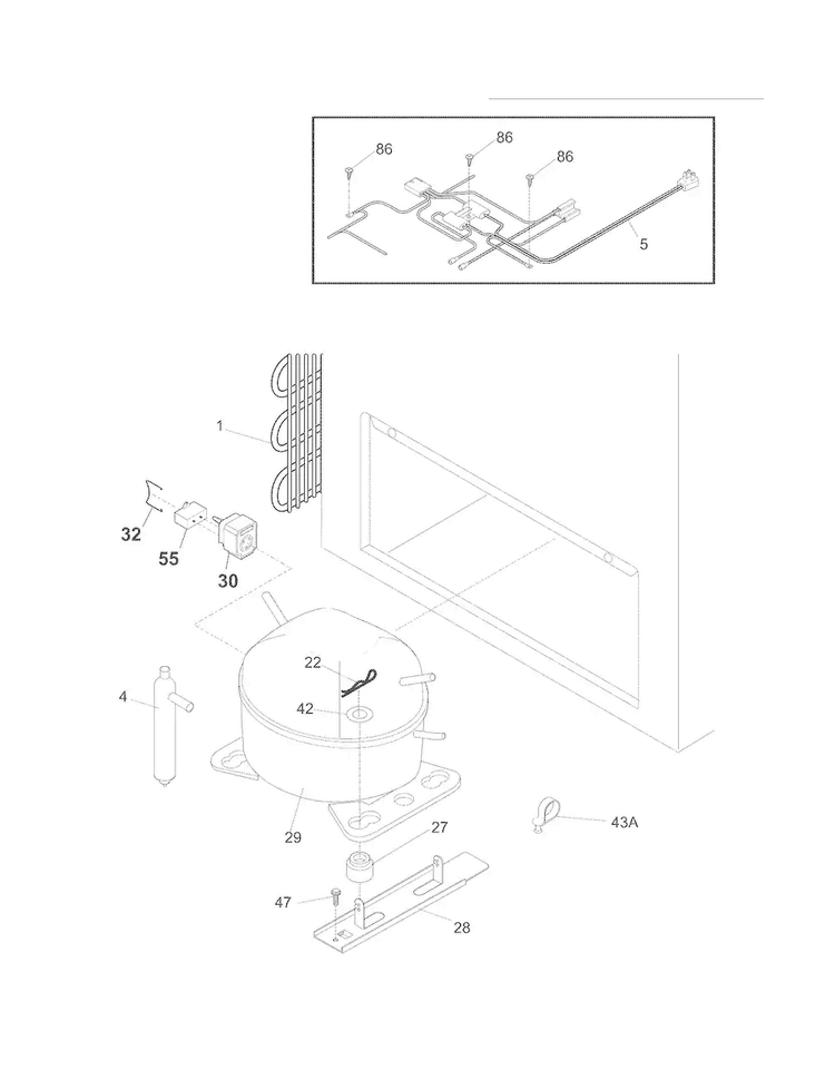 System Diagram and Parts List for KFC13M5LW3  Kelvinator Freezer